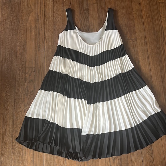 Suzy Chin Pleated Stripe Dress Size 6 - Picture 5 of 6